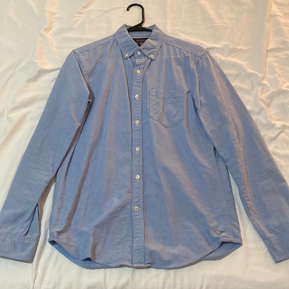 American Eagle light blue long sleeve button down, size S